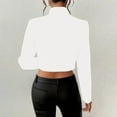 thumbnail image 4 of Qepwsc Women's Crop Blazer Jacket Button Up Long Sleeve Pleated Work Office Cropped Jacket, 4 of 7