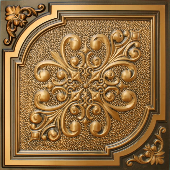 Dundee Deco's Victorian Antique Gold Botanical Glue Up/Drop In Ceiling Panels, 2 ft. X 2 ft. (4 sq ft.) each, Pack of 50