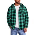 thumbnail image 3 of Jaunzuar Zip Up Hoodie Men Drawstring Long Sleeve Plaid Shirt Men Outdoor Warm Casual Jackets with Pockets XL, 3 of 5