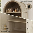 thumbnail image 4 of Vipbear 70" Tall Arched Bookshelf, 3-Tier Bookcase with Glass Doors and Shelves, Wooden Display Case With 1 Large Storage D, 4 of 6