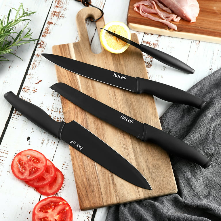 Hecef 6 Pcs Knife Set Black Oxide Japanese Chef Santoku Cooking Knife with  Covers for Kitchen 