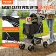 thumbnail image 4 of VEVOR Pet Stroller, 4 Wheels Dog Stroller Rotate with Brakes, 35lbs Weight Capacity, Puppy Stroller with Detachable Carrier, Storage Basket and Cup Holder, for Dogs and Cats Travel, Black+Dark Grey, 4 of 9