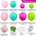 thumbnail image 2 of Kit de guirnalda de globos con temática tropical, 112 piezas de decoraciones para fiestas hawaianas, globos de confeti azul, verde y rosa intenso con tiras y hojas de palmera para cumpleaños, 2 of 5