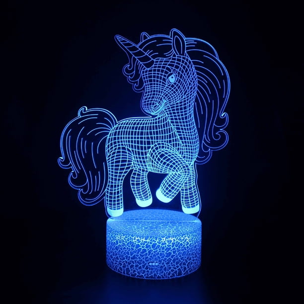 Luz de noche Unicornio Luz de noche 3D Luz de noche táctil Control remoto Lámpara de mesa colorida Lámpara de regalo creativa