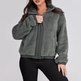 thumbnail image 6 of HAPIMO Fleece Thicken Cardigan for Women Casual Comfy Solid Jacket Girls Winter Fashion Tops Womens Pocket Lapel Collar Outwear Long Sleeve Dark Gray XL, 6 of 9
