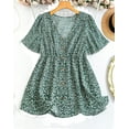 thumbnail image 2 of Women's Boho All Over Print Peplum V neck Short Sleeve Multicolor Plus Size Blouses 0XL (12), 2 of 5
