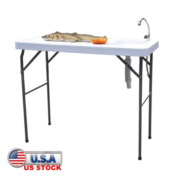 Topbuy Portable Fishing Fillet Prep Table with Rotatable Faucet, Sink ...
