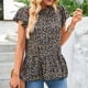 thumbnail image 3 of Blusa de gasa de manga corta con volantes y estampado floral para mujer, blusa corta con volantes y estampado floral para mujer, blusa con estampado floral para mujer, diseño de vanguardia, 3 of 9