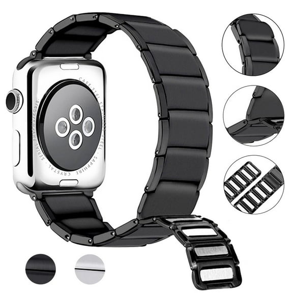 LEIXIUER Magnetic Stainless Steel Metal link Strap Compatible with Apple Watch Ultra Bands 44mm 40mm 42mm 38mm 45mm 41mm 49mm for iWatch Series 8 7 SE 6 5 4 3 2 1 Magnet Loop Replacement Band -black