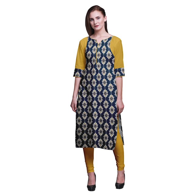 Bimba Robe Tunique Droite en Coton Imprimé pour Femmes Vêtements Indiens Imprimés-TP