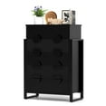 thumbnail image 2 of Modern Fluted tall 6-Drawer Dresser, Chest of Drawers Storage Cabinet for Bedroom Living room, Borders H Legs,Black, 2 of 9