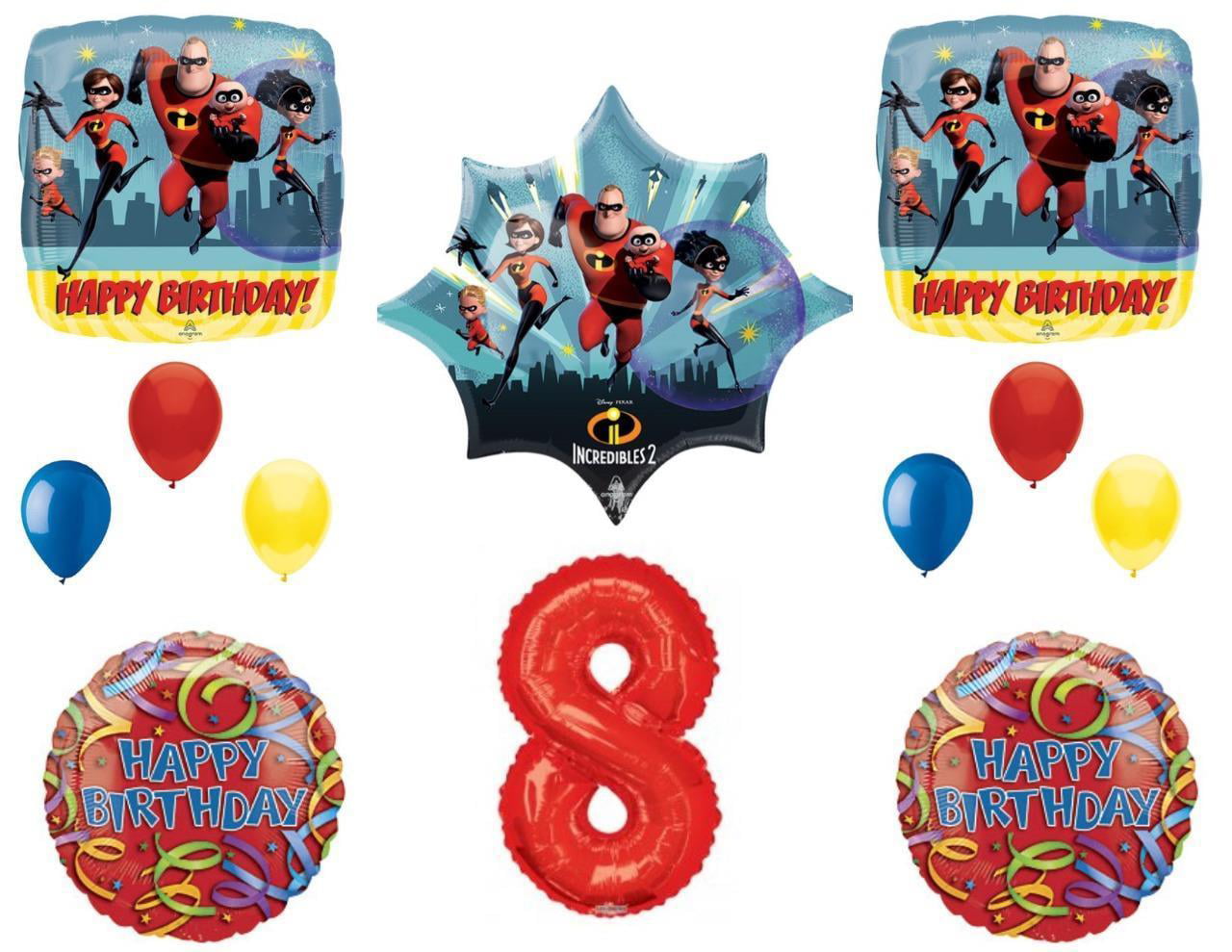 Foil Mylar Balloon Party Supplies 4x 18" Incredibles 2 Happy Birthday 
