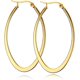 thumbnail image 1 of 1 par de pendientes de acero inoxidable, dorados, planos, grandes, ovalados, con resorte, 1 of 4