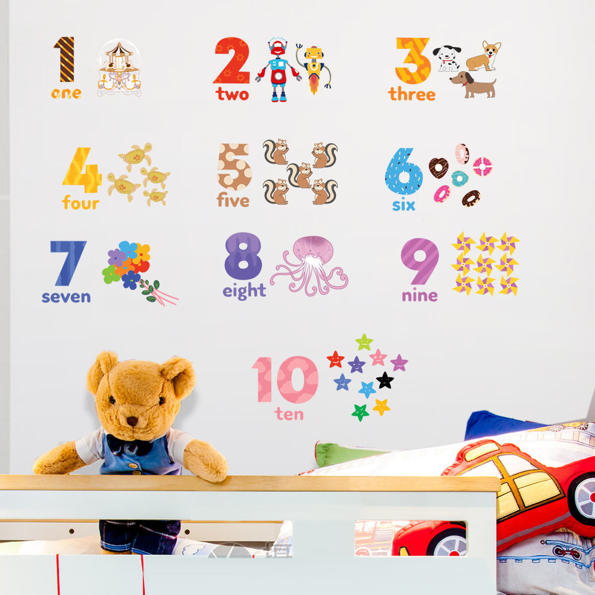 Alphabet and Numbers Wall Stickers ABC Wall Decals Pvc-free, No Odour  Reusable Peel & Stick Decals for Kids Bedroom, Nursery, Playroom 