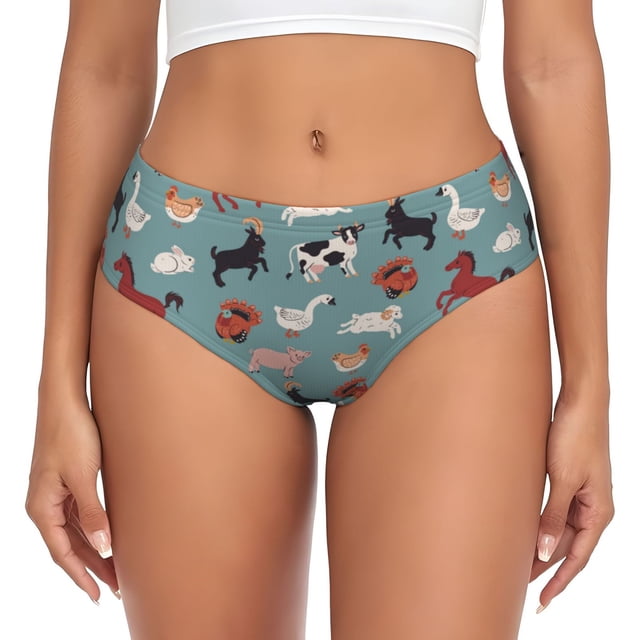 Balery Farm Animals 1 Ropa Interior de Algodón para Mujer con Dibujo – Braguitas Cómodas y Elásticas, Estilo Clásico-4X-Large
