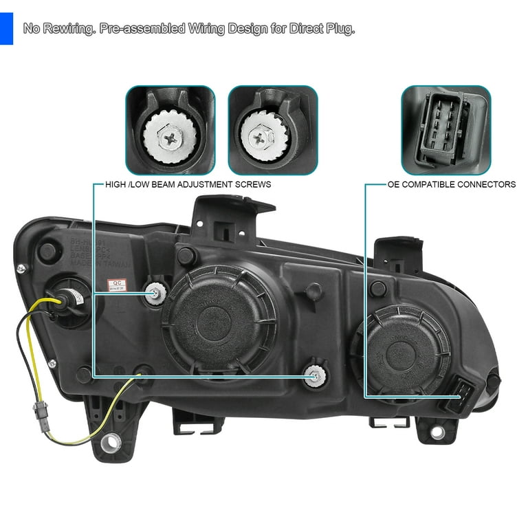 Spec-D Tuning LED Strip Light Bar Black Projector Headlights Compatible with 2008-2009 Pontiac G8, Left + Right Pair Headlamps Assembly Spec-D Tuning LED Strip Light Bar Black Projector Headlights Compatible with 2008-2009 Pontiac G8, Left + Right Pair Headlamps Assembly