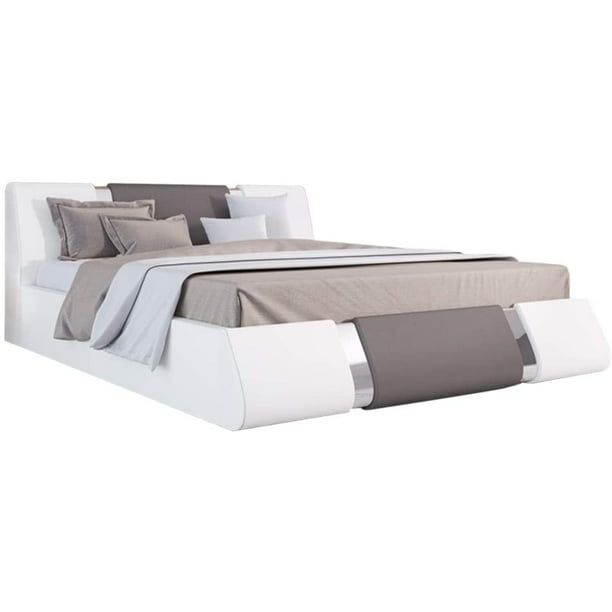 Rio Modern Upholstered Low Profile, Low Profile Platform Bed Frame Queen