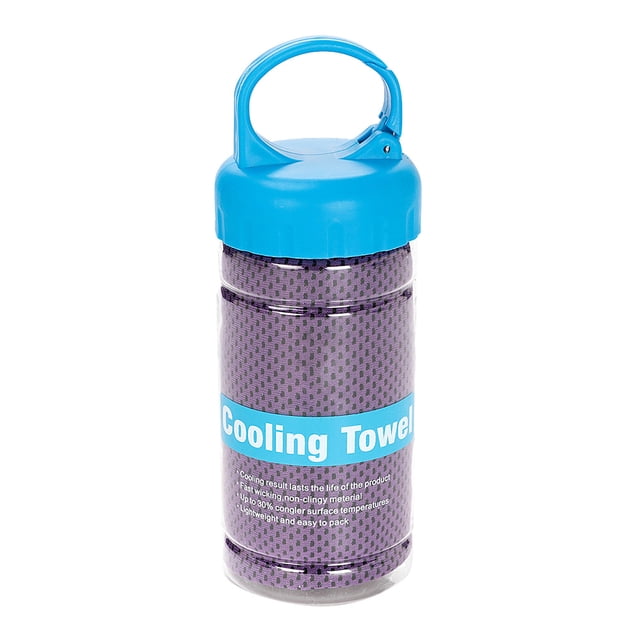 Toalla de secado rápido súper transpirable con botella de almacenamiento para deportes, gimnasio, entrenamiento (púrpura)