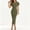 *Army Green, variant on ClodeEU Women's Round Neck Puff Short Sleeve Bodycon Midi Dress,Solid Slim Fit Cocktail Party Pencil Dress for Club Army Green,Women's Plus L