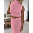 thumbnail image 5 of Women'S 2 Piece Outfit Sleeveless Knit Tank Top Bodycon Long Skirt Set Loungewear Pink L, 5 of 7