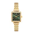 thumbnail image 1 of Aspen Womens Watch, Square 30mm Metal Analog Watch, Japanese Quartz, Stainless Steel Strap - Petite Watch Face, Gemstones - Gold / Green Dial, 1 of 4