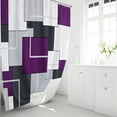 thumbnail image 2 of Stall Fabric Shower Curtain, 36 x 72 Inch Narrow Geometric Waterproof Cloth Shower Curtain Set with 6 Plastic Hooks, Small Walk in Modern Abstract Shower Curtains for Bathroom Decor - Purple, 2 of 6