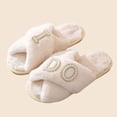 thumbnail image 6 of JUSLIO Slippers for Women Non Slip Flat Sole House Slippers Crisscross Cross Strap Fuzzy Plush Open Toe Slides Slippers White, 6 of 6