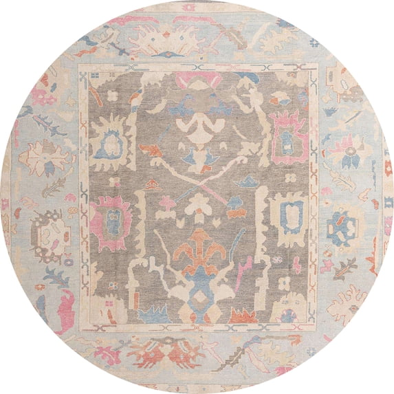 Ahgly Company Machine Washable Indoor Round Abstract Desert Sand Beige Area Rugs, 4' Round