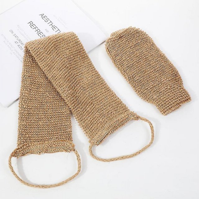 Esponja exfoliante para la espalda, correa para el lavado de espalda, guantes de crin de caballo de cáñamo natural para la espalda, el cuerpo, el baño y la ducha para hombres