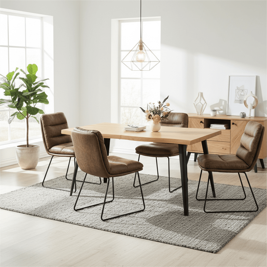 Homy Casa - Ensemble de 4 chaises de salle à manger rembourrées, pieds en métal antirouille et patins ajustables