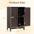 thumbnail image 3 of Gymax Bathroom Storage Cabinet Freestanding Wooden Floor Cabinet w/ Double Doors Adjustable Shelf Modern Storage Organizers for Kitchen Living Room Entryway Brown, 3 of 10