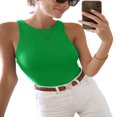 thumbnail image 2 of QJUHUNG Tank Bodysuit for Women Halter Neck Sleeveless Ribbed Bodysuit Basic Tank Tops, 2 of 8