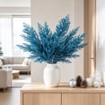 thumbnail image 4 of 14.17 Inch Blue Glitter Artificial Leaf Spray, Glittered Foliage Stem Pick, Decorative Twig for Christmas Tree, Wreath, Vase, Wedding, Party Indoor Holiday Decoration, 4 of 5