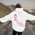 thumbnail image 2 of GEWSEY Women Hoodies Cancer Awareness Support Pink Ribbon with Butterfly Graphic Top Sweatshirt (White, S), 2 of 5