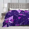 thumbnail image 4 of DouZhe Ultra-Soft Micro Fleece Lightweight Flannel Bed Blanket, Purple Blue Geometric Print Cozy Warm Throw Blankets, 40"x30", 4 of 7
