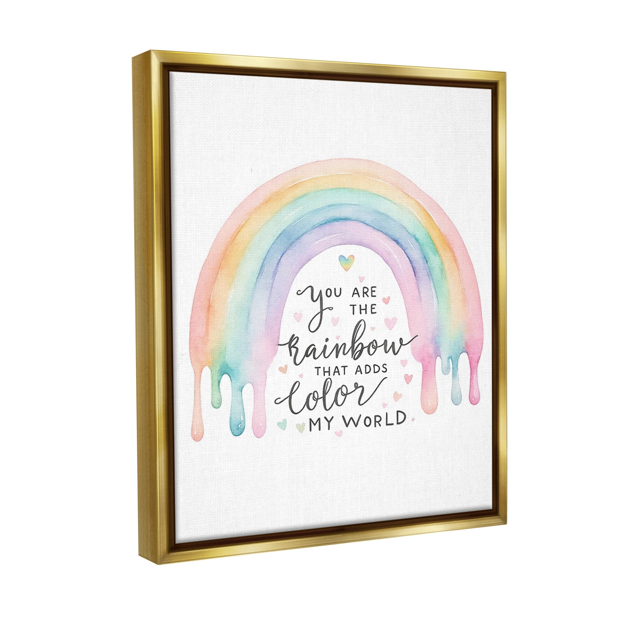 Stupell Industries Dripping Inspirational Rainbow Inspirational Painting Gold Floater Framed Canvas Art Print Wall Art, 25 x 31