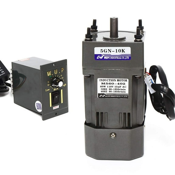 110V 60W AC Electric Gear Motor Variable Speed Reduction Controller 1:10 135 RPM