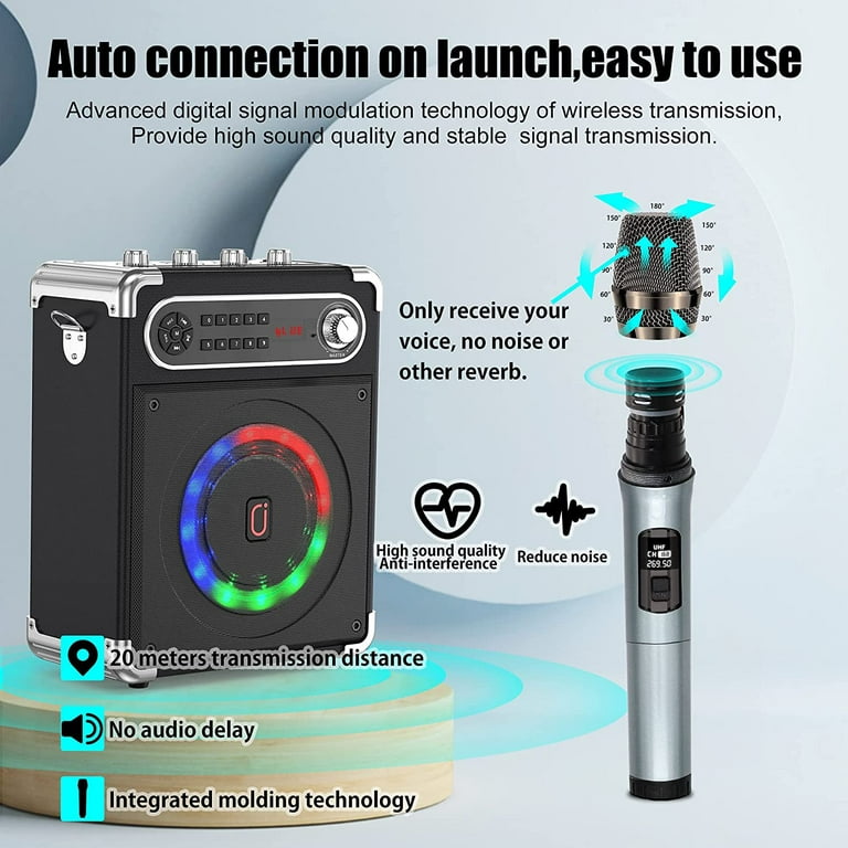 JYX S55 Karaoke Machine With Two Wireless Microphones With