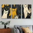 thumbnail image 4 of 3pcs Frameless Black and White Cat Canvas Art - Stylized Cartoon Cats with Yellow Accents, Modern Wall Decor for Living Room, Office, or Bar, Perfect Gift for Cat Lovers, Bar Decoration | Modern Wal, 4 of 4