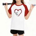 thumbnail image 6 of vdgthytj Kids Valentine's Day T-Shirt Raglan Short Sleeve Heart Graphic Round Neck Tee Tops for Boy Girl 3-14 Years, 6 of 8