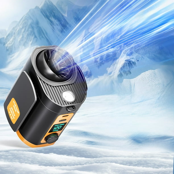 Ventilador de Cintura Colgante de Alta Velocidad, Portátil, con Rodillo y Barra para El Cuello | Ventilador de Escritorio de Plástico Naranja | Flujo de Aire Flexible de 360° | Batería de 10000 Mah |