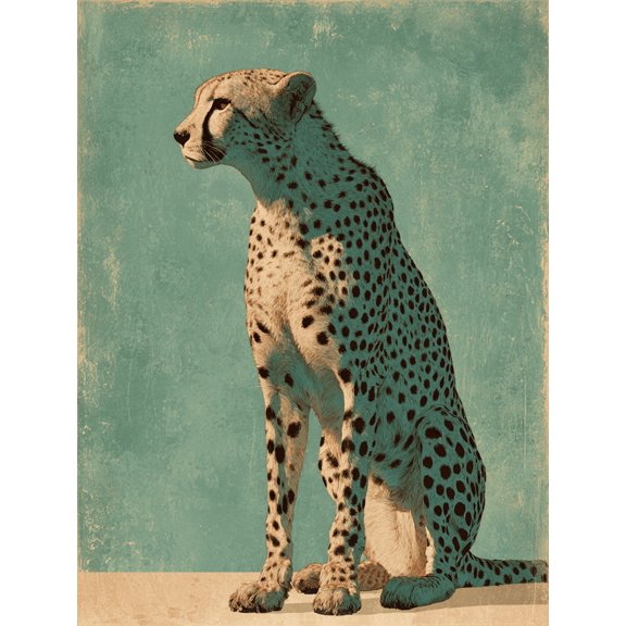 UXIEQU Cheetah Silhouette Canvas Wall Art Print 15.75x11.81 Inches