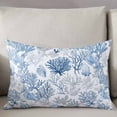 thumbnail image 3 of Ocean Coastal Coral Throw Pillow Covers, Blue Grey Abstract Flower Plant Fish Soft Breathable Pillow Cases with Zipper for Sleeping, King Size Pillowcases for Couch Bed Sofa Chair 20x36 Inches, 3 of 6