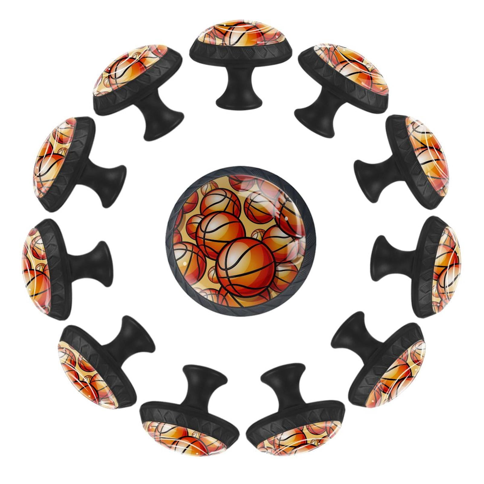 12 Pack Round Crystal Glass Knobs Basketball Orange Pull Handle for ...