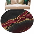 thumbnail image 2 of Red Marble Large Round Rug 8 FT, Non Slip Living Room Area Carpet, Gold Abstract Vintage Modern Ombre Art Washable Soft Circle Rug Non-Shedding Floor Carpet for Bedroom Office Dining Room, 2 of 9