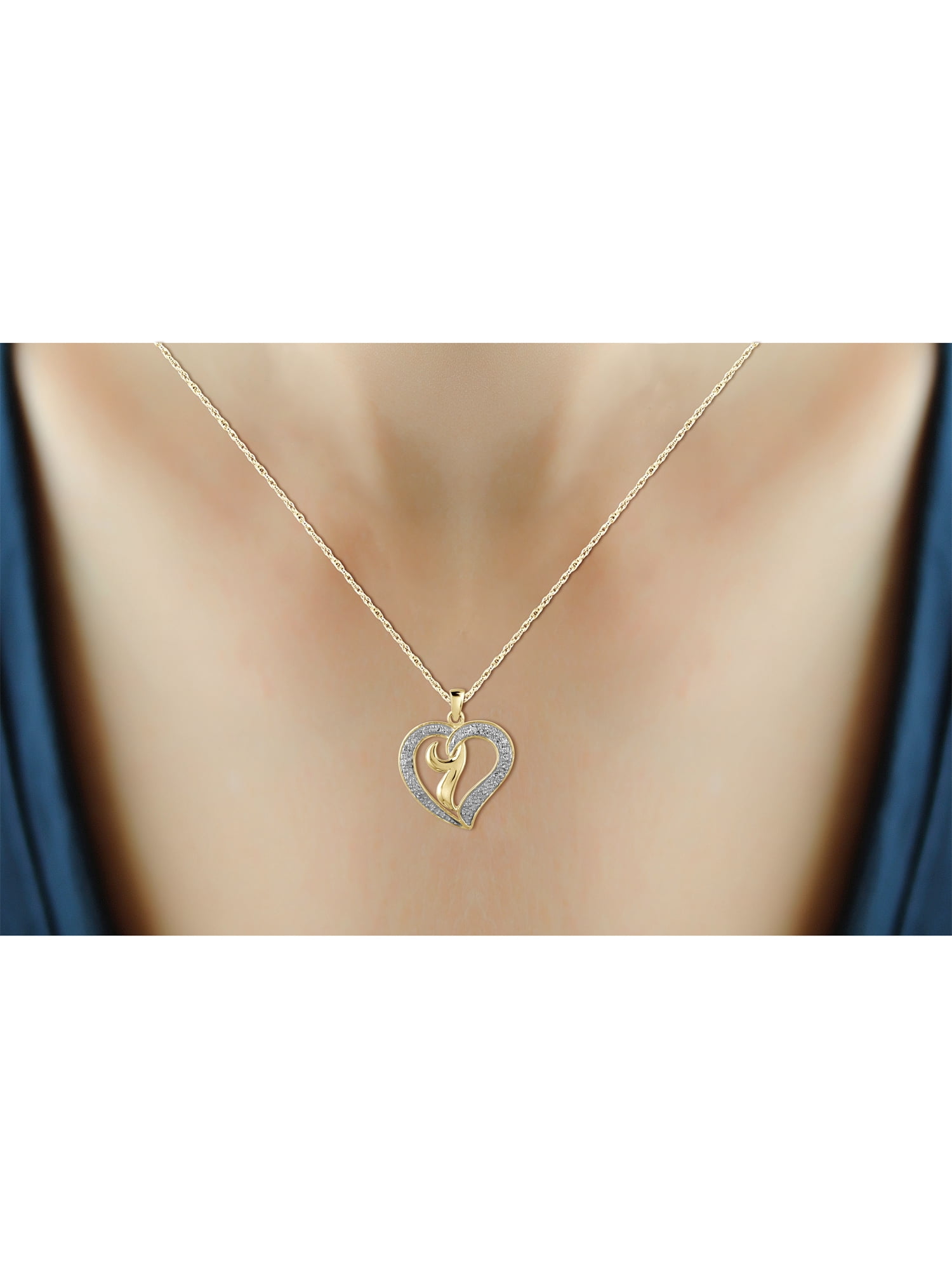 JewelersClub White Diamond Accent 14K Gold over Silver Heart Pendant, 18"