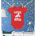 thumbnail image 3 of Shop4Ever T-Rex Love Bites Dinosaur Valentine's Day Baby's Bodysuit Infant Cotton Romper 24 Months Red, 3 of 5