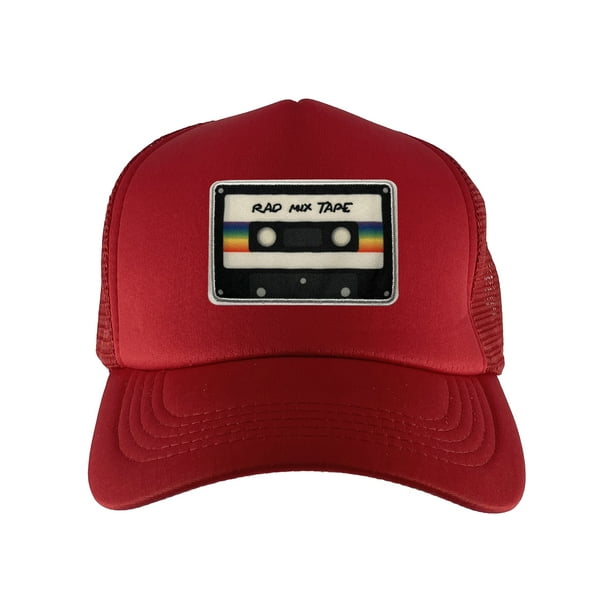 Gravity Threads Rad Mix Tape Patch Adjustable Trucker Hat - Red 