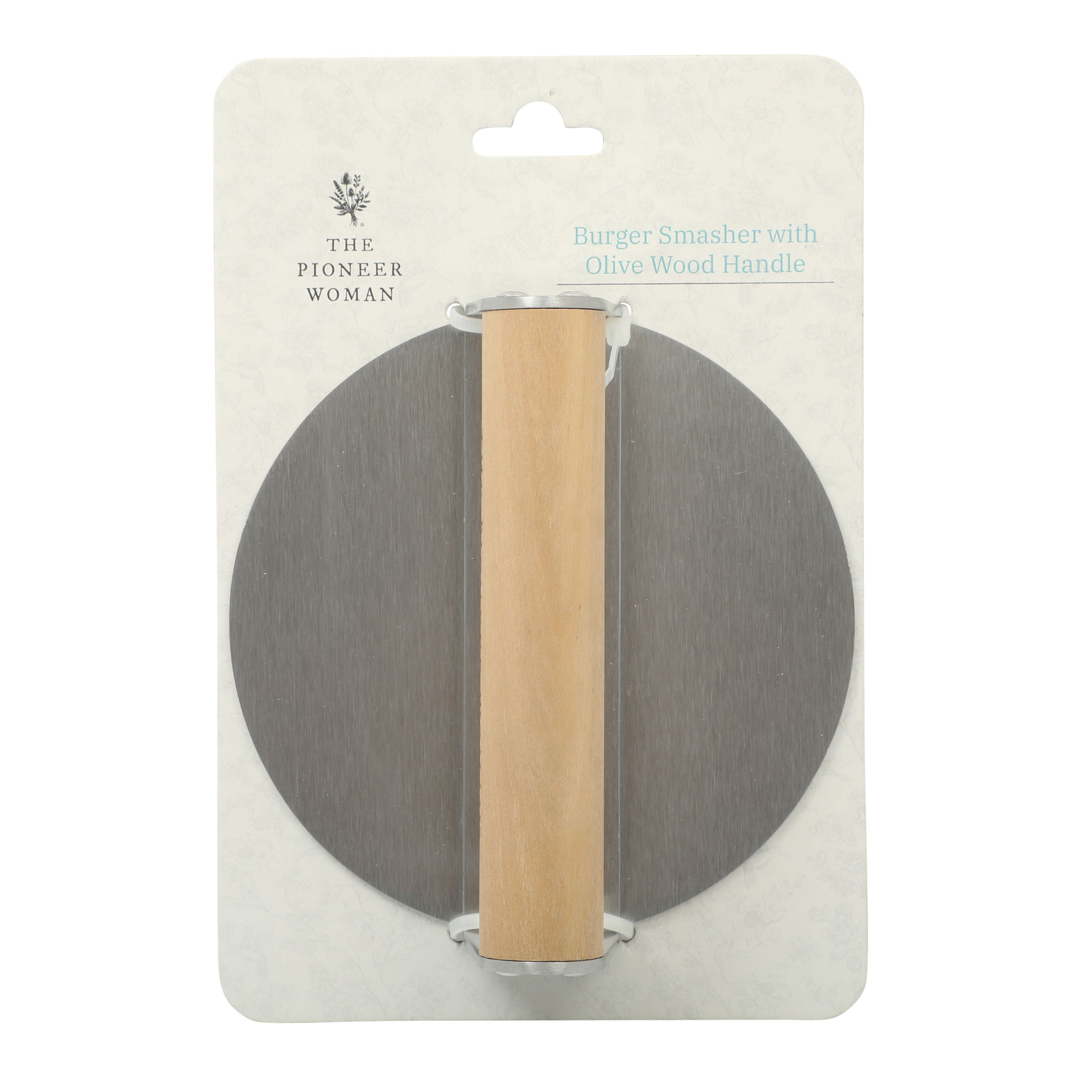 The Pioneer Woman Stainless Steel Burger Smasher with Olivewood Handle