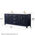 thumbnail image 5 of Wyndham Collection Daria 80" Light Vein Wood Double Bathroom Vanity in Gold/Blue, 5 of 5